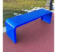 Panca da giardino per esterni, senza braccioli, in metallo, con design resistente alle intemperie, robusto telaio in acciaio, foro antifurto, ideale per veranda, piscina, prato e cortile