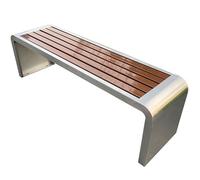 Panca da giardino per esterni, struttura in acciaio per 2 persone con seduta in legno plastica, design resistente senza schienale per cortile, prato e parco