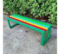 Panca da giardino resistente alle intemperie, 100 cm, panca da giardino in legno e metallo, capacità di carico 500 kg, perfetta per giardino, patio, prato e uso scolastico.