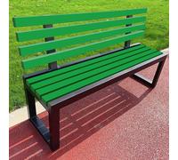 Panca da giardino resistente alle intemperie in legno massiccio e metallo, schienale per balcone, portico e giardino, elegante nero e verde, 40 x 150 cm