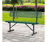 Panca da giardino resistente da 1,2 m e 1,8 m con schienale, panca in metallo con gambe in acciaio rivestimento termoplastico verde, ideale per giardini, parchi, terrazze e spazi pubblici