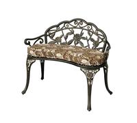 Panca da giardino rosa antica con cuscino per 1-2 persone, panchina da parco in bronzo con schienale, mobili da esterni per balcone, terrazza, patio, 80x50x80cm