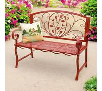 Panca da Giardino Rosso Resistente alle Intemperie 2 Posti Metallo Rosso 110 ...