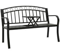 PANCA DA GIARDINO VIDAXL con Tavolino Nero 120 cm Acciaio - 319584