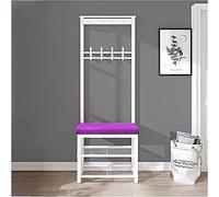 Panca da ingresso 3 in 1 con appendiabiti e scarpiera, cuscino in velluto, albero con ganci per l'organizzazione della casa, design elegante e funzionale