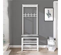Panca da ingresso 3 in 1 con appendiabiti e scarpiera, cuscino in velluto, albero con ganci per l'organizzazione della casa, design elegante e funzionale