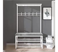 Panca da ingresso 3 in 1 con appendiabiti e scarpiera, cuscino in velluto, albero con ganci per l'organizzazione della casa, design elegante e funzionale
