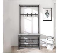 Panca da ingresso 3 in 1 con appendiabiti e scarpiera, cuscino in velluto, albero con ganci per l'organizzazione della casa, design elegante e funzionale