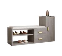 Panca da ingresso con cassetto e cuscino per seduta, panca da ingresso, con scarpiera e supporto laterale, per corridoio e soggiorno, grigio (80 x 30 cm)