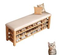 Panca da ingresso con cuscino, portascarpe in legno, piccola panca da ingresso, mobiletto in legno massello per ingresso bianco 100cm