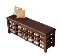 Panca da ingresso con scarpiera sotto il sedile, mobiletto organizer in legno massello per corridoio, porta d'ingresso, mobili per ingresso marrone 100cm