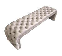 Panca da ingresso imbottita moderna con morbidi cuscini, design trapuntato con bottoni, per camera da letto, soggiorno e sala da pranzo, tessuto a copertura completa, 120 cm (blu)