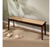 Panca da ingresso in legno con seduta in rattan, sedie per sala da pranzo, soggiorno, corridoio, camera da letto, finitura noce, uso interno, elegante arredamento per la casa