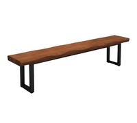 Panca da ingresso in legno massello con gambe in metallo nero, lunghezza 140 cm, facile da montare, per casa, ristorante e caffetteria, versatile scarpiera e sgabello da comodino, soluzione elegante