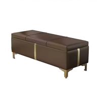 Panca da ingresso in pelle sintetica di lusso, pieghevole, scarpiera per soggiorno e camera da letto, elegante organizer imbottito - marrone, 90 cm, design moderno e multifunzionale