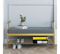 Panca da Ingresso Lussuosa con Braccioli, Panca per Scarpe Imbottita Ispessita Organizzatore di Scarpe Panca Scarpiera, Panca Moderna all'estremità del Letto, Ecopelle Grigia, 60X40X45Cm