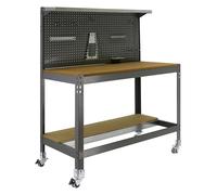 Panca da lavoro Simonwork con ruote BT3 900 grigio/legno