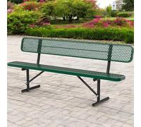 Panca da parco resistente alle intemperie con schienale, in metallo, per patio, veranda, cortile, scuola, sport, chiesa, spogliatoi, panchina verde di grado commerciale