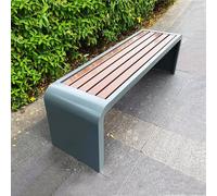 Panca da portico in metallo per esterni, seduta anteriore da 150 cm, design a strisce di legno in plastica, senza schienale, capacità 500 kg, perfetta per giardini e terrazze, durevole ed elegante