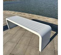 Panca da Veranda Di Metallo in Acciaio Inox Spesso Senza Schienale Panchine Da Giardino Esterno decorazione per tutte le stagioni per parco,cortile,portico,prato(White,180*40*45cm/70.9*15.7*17.7in)