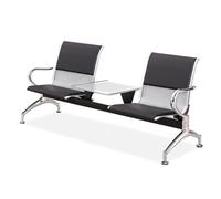 Panca d'attesa in pelle con tavolo basso sedia da ufficio con braccioli e schienale per banche, affari, ospedale, reception aeroportuale, soluzione per posti a sedere a 2 posti