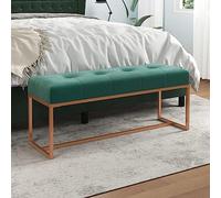 Panca di lusso verde scuro 110 x 36 x 45 cm in morbido velluto, imbottita per un maggiore comfort, ideale come panchina o aggiunta elegante in camera da letto, corridoio e ingresso