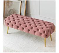 Panca di Velluto Ottomano Comodo Poggiapiedi Sgabello Tavolo Panca, Panca da Pranzo Panchina Tufting Panca per Interni con Gambe Dorate per Soggiorno, Camera da Letto, Ingresso,Rosa,100cm/39in