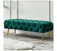 Panca di Velluto Ottomano Comodo Poggiapiedi Sgabello Tavolo Panca, Panca da Pranzo Panchina Tufting Panca per Interni con Gambe Dorate per Soggiorno, Camera da Letto, Ingresso,Green 1,120cm/47in