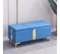 Panca d'ingresso Azzurra, Pouf Contenitore Imbottito in PU per Camera da Letto, Scatola Contenitore con Coperchio Ribaltabile, Elegante Sgabello da Fondo Letto, Mobile Versatile per soggiorn