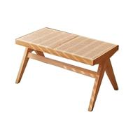 Panca d'ingresso in legno massiccio con rattan in PVC, elegante panca da pranzo e soggiorno, design intrecciato, per arredamento moderno