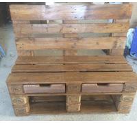 Panca Divano in legno 120x50 con Pallet Bancali EPAL con cassetti