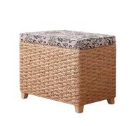 Panca fasciatoio fatta a mano, in rattan, con 1 patta portaoggetti e cuscino imbottito, estremità nascosta del letto, sgabello fasciatoio per ingresso, corridoio, camera da letto, soggiorno (60 x 30 x
