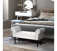 Panca Fondo Letto con Braccioli Arrotolati, Panca Imbottita per Camera da Letto, Bianco, 102x36x51cm Descrizione:Reinventa la tua camera da letto con questa panca imbottita HOMCOM. Pensata per aggiung