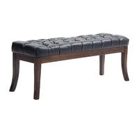 Panca Fondo Letto Imbottita con Design a Bottoni e Gambe Ricurve 120x38x46 cm in Pelle PU e Legno Nero