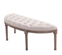 Panca Fondoletto Semicircolare Beige Stile Chesterfield, 140,5x51x48cm