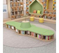 Panca for divano ad angolo lettura for bambini con contenitore, struttura in legno massello e cuscino in spugna ad alta densità, design modulare for biblioteca scolastica, aula e sala giochi(A)