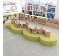 Panca for divano ad angolo lettura for bambini con contenitore, struttura in legno massello e cuscino in spugna ad alta densità, design modulare for biblioteca scolastica, aula e sala giochi(D)