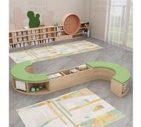 Panca for divano ad angolo lettura for bambini con contenitore, struttura in legno massello e cuscino in spugna ad alta densità, design modulare for biblioteca scolastica, aula e sala giochi(E)