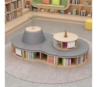 Panca for divano ad angolo lettura for bambini con contenitore, struttura in legno massello e cuscino in spugna ad alta densità, design modulare for biblioteca scolastica, aula e sala giochi(B)