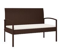 Panca Giardino con Cuscino Marrone 105 cm Poly Rattan Acciaio | Cuscino rimovibile, schienale e braccioli, struttura stabile, uso esterno, montaggio con manuale