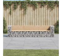 Panca Giardino Design Gabbione 287x71x65,5 cm Massello di Pino,Panchina da Giardino 3 Pezzi in Legno Massello di Pino con Gabbia Metallica, e per Cortili, Giardini, Parchi e Angoli Segreti Arredamento