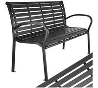 Panca Giardino Panchina Parco Acciaio Verniciato Nera 126x62x81,5cm Nuovo