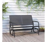 Panca Glider Giardino Nera 120,5x76x86,5 cm Textilene e Acciaio