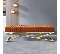 Panca imbottita - comoda scarpiera da ingresso con base dorata, moderna panca per divano per camera da letto o soggiorno, elegante soluzione per sedute di fine letto