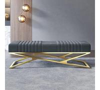 Panca imbottita - comoda scarpiera da ingresso con base dorata, moderna panca per divano per camera da letto o soggiorno, elegante soluzione per sedute di fine letto