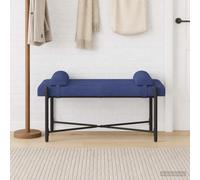 Panca imbottita con cuscino, blu polizia, 110 x 40 x 46 cm, velluto e gambe | rivestimento in velluto, rilegatura a bottoni, cuscino rimovibile, imbottitura in schiuma, telaio in legno