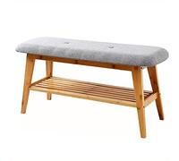 Panca imbottita con scarpiera in cotone e lino, in legno massello, morbida, da ingresso, scarpiera, per corridoio e soggiorno, moderna, 90 x 30 x 45 cm (90 x 30 x 45 cm) (moderna 90 x 30 x 45 cm)