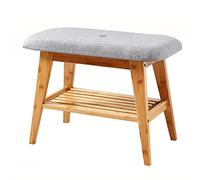 Panca imbottita con scarpiera in cotone e lino, in legno massello, morbida, da ingresso, scarpiera, per corridoio e soggiorno, moderna, 90 x 30 x 45 cm (35 x 12 x 18 pollici) (moderna 60 x 30 x 45 cm)