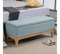 Panca Imbottita Contenitore in Tessuto Effetto Lino e Legno per Ingresso, Panca Fondo Letto Design Scandinavo, 110x39x45Acm, Azzurro Description:Fai risaltare il tuo arredamento con questa panca conte