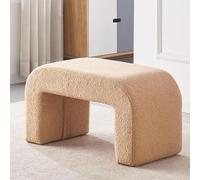 Panca imbottita in sherpa Fuzzy, moderna panca portaoggetti per camera da letto, soggiorno, ingresso, elegante sgabello color cachi, di piccole dimensioni, perfetto per l'arredamento della casa